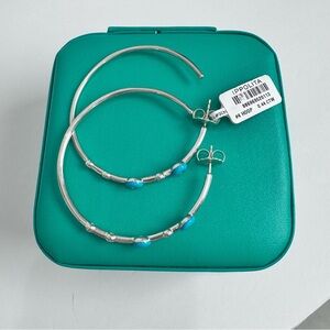 Ippolita Sterling Carnevale Stardust 5 stone Hoop Earrings Diamonds Turquoise